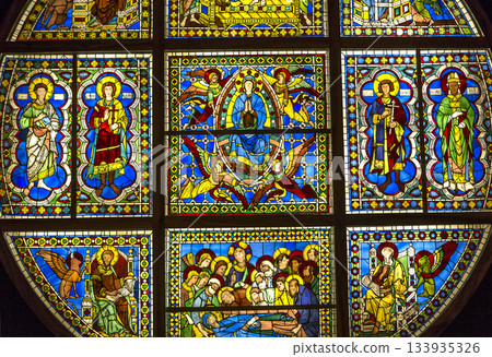 window details of Siena cathedral, Siena, Italy 133935326