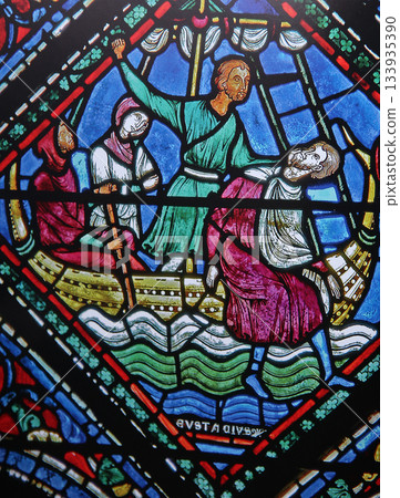 Stained glass in cathedral of Chartres, France Stained glass in cathedral of Chartres, France 133935390