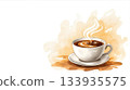 白色馬克杯裡的咖啡水彩插圖 133935575