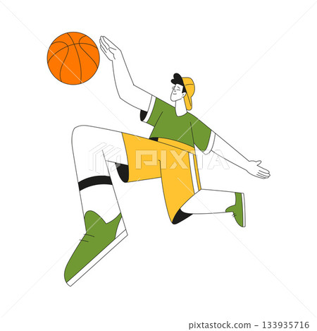 Sport with Man Character Play Basketball Game Vector Illustration 133935716