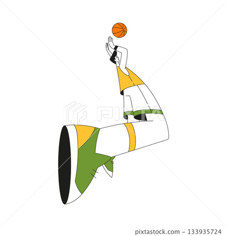 Sport with Man Character Play Basketball Game Vector Illustration 133935724