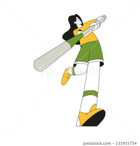 Sport with Woman Character Play Baseball Hit with Bat Vector Illustration Sport with Woman Character Play Baseball Hit with Bat Vector Illustration 133935754