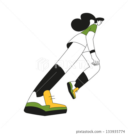 Sport with Woman Character Run Marathon Sprinting Vector Illustration 133935774