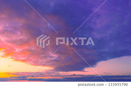 Colorful cloudy sky at sunset. Gradient color. Sky texture. Abstract nature background 133935790