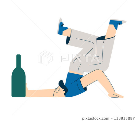 Man with Alcoholism Addiction as Social Problem Vector Illustration 133935897
