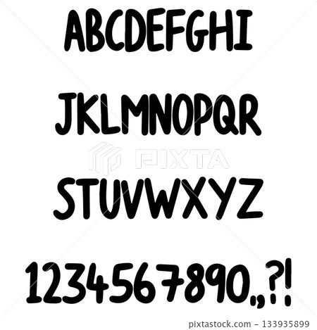 Simple round marker typography font lettering ABC cartoon vector text 133935899