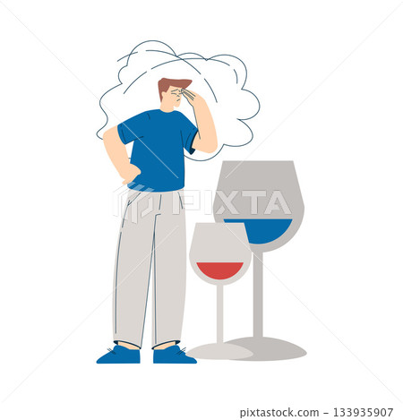 Man with Alcoholism Addiction as Social Problem Vector Illustration Man with Alcoholism Addiction as Social Problem Vector Illustration 133935907