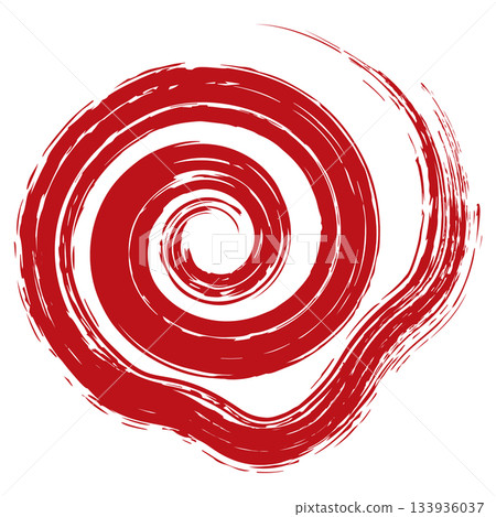 Hand-drawn, faded brush strokes in a spiral pattern / red 133936037