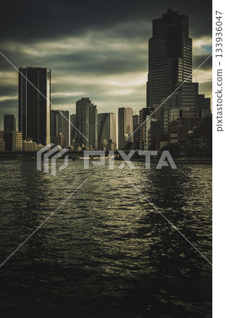 Sumida River at dusk, Chuo Ward, Tokyo 133936047