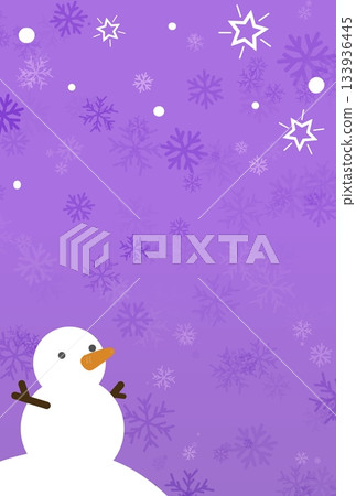 淺紫色背景上的雪人、星星和雪花的直式插圖 淺紫色背景上的雪人、星星和雪花的直式插圖 133936445