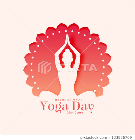 world yoga day 2024 poster, woman in lotus asana for peace 133936769