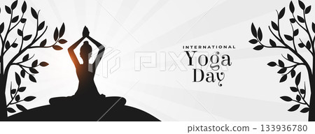 international yoga day poster woman in asana surrounded by tree international yoga day poster woman in asana surrounded by tree 133936780