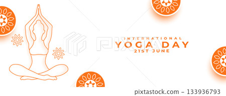 international yoga day white banner line art woman doing asana international yoga day white banner line art woman doing asana 133936793