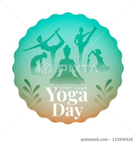 international yoga day, woman in different yoga asana with leaves international yoga day, woman in different yoga asana with leaves 133936926