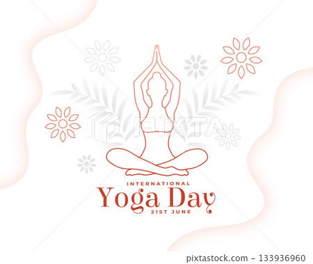 line art world yoga day, woman in yoga body posture with leaves line art world yoga day, woman in yoga body posture with leaves 133936960