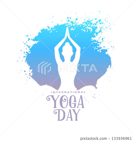 world yoga day white poster with splatter effect world yoga day white poster with splatter effect 133936961