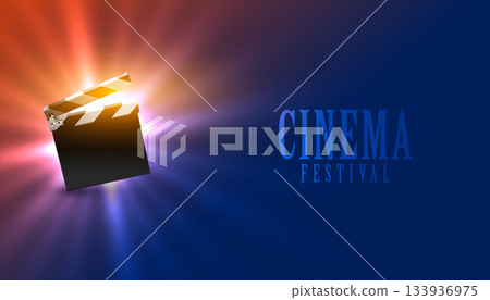 3d style clapper board with light effect for cinema background 133936975