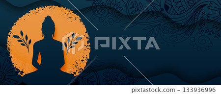 grungy style buddha purnima holiday banner with text space grungy style buddha purnima holiday banner with text space 133936996