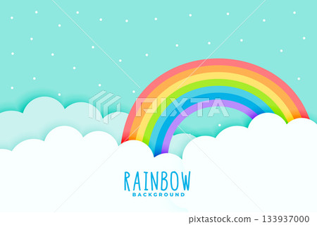 cute vibrant rainbow and cloud background in papercut style cute vibrant rainbow and cloud background in papercut style 133937000