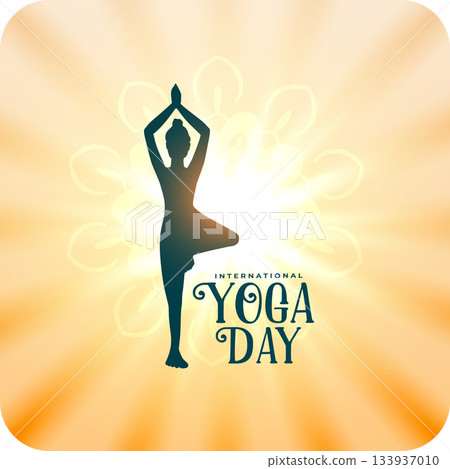 international yoga day morning sunrise poster, woman practicing yoga posture international yoga day morning sunrise poster, woman practicing yoga posture 133937010