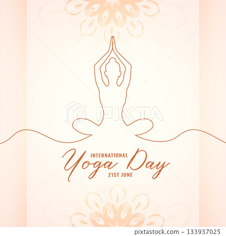 yoga day event background, line art woman practicing yoga pose 133937025