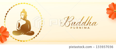 beautiful indian festive buddha purnima wishes banner with floral design 133937036