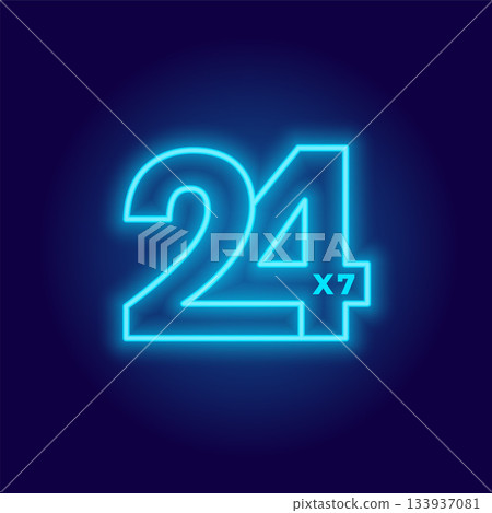 24 hours and 7 days open service neon sign background 24 hours and 7 days open service neon sign background 133937081