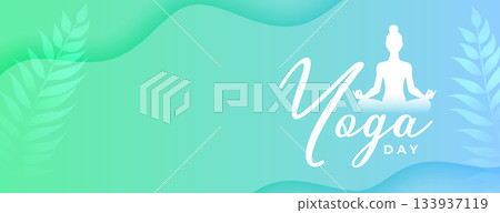 international yoga day celebration banner with leaves design international yoga day celebration banner with leaves design 133937119