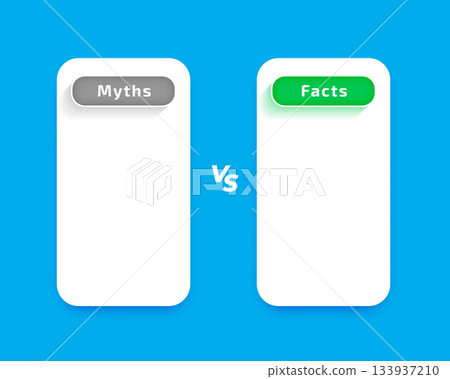 myths vs facts comparison list concept with text space 133937210