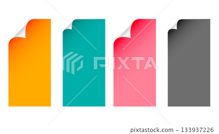 set of colorful page curl sticker template design 133937226