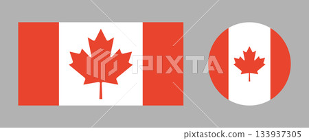 Flag of Canada. Flag rounded, rectangular icons set. National flag of Canadian backgrounds. Standard color. Circle, rectangle flag badges collection. Flag of Canada. Flag rounded, rectangular icons set. National flag of Canadian backgrounds. Standard color. Circle, rectangle flag badges collection. 133937305