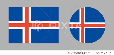 Iceland flag set. Flag icons. Icelandic national rectangular, round flag banners. Circle, rectangle flag badge. Iceland flag set. Flag icons. Icelandic national rectangular, round flag banners. Circle, rectangle flag badge. 133937306