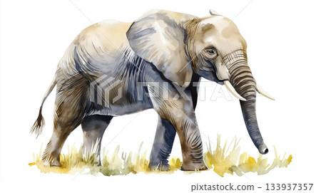 Addo Elephant Park. Addo Elephant Park hand drawn watercolor illustration on white background 133937357