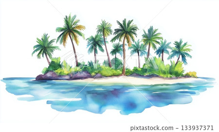 Aldabra Atoll. Aldabra Atoll hand drawn watercolor illustration on white background Aldabra Atoll. Aldabra Atoll hand drawn watercolor illustration on white background 133937371