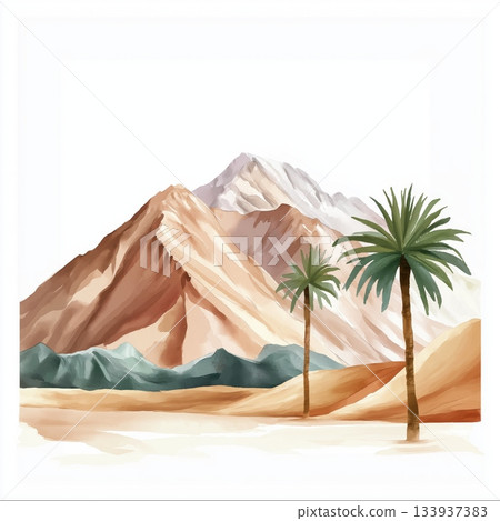 Atlas Mountains. Atlas Mountains hand drawn watercolor illustration on white background Atlas Mountains. Atlas Mountains hand drawn watercolor illustration on white background 133937383