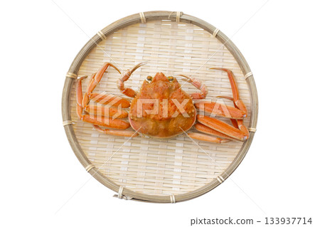 Female snow crab and snow crab served in a colander. A winter delicacy. Female snow crab and snow crab served in a colander. A winter delicacy. 133937714