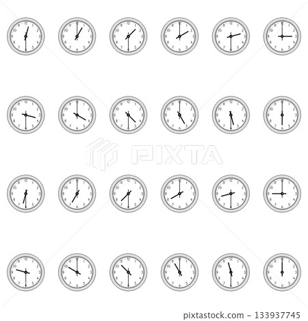 Pixel Art Clock Time Set - Half-Hour Interval 133937745