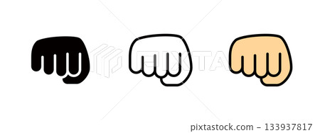 拳頭和出拳手勢圖標，打架和爭吵圖標 133937817