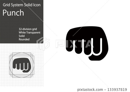 Fist and punch hand icons, fighting and quarrel icons 133937819