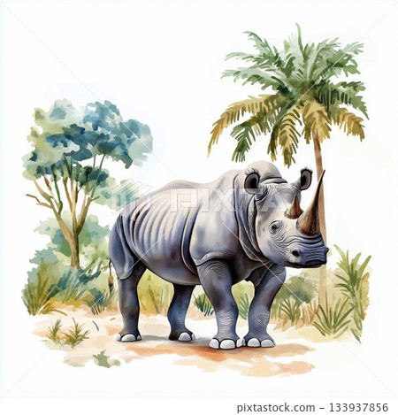Dzanga-Sangha Reserve. Dzanga-Sangha Reserve hand drawn watercolor illustration on white background 133937856