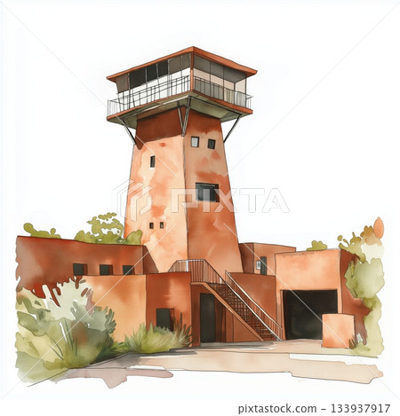 Johannesburg Apartheid Museum. Johannesburg Apartheid Museum hand drawn watercolor illustration on white background 133937917