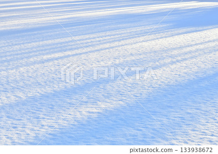Fresh sparkling snow close-up, diagonal shadows on the snow on a flat surface perfect as a winter season background texture 133938672