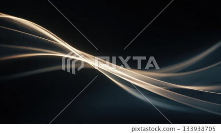 Elegant Golden Light Trails Across a Dark Background Abstract Motion and Flow, Graceful Waves in Night Elegant Golden Light Trails Across a Dark Background Abstract Motion and Flow, Graceful Waves in Night 133938705