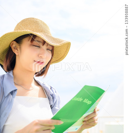 Woman on board map 133938887