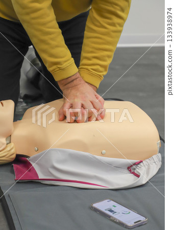 first aid course - company safety - cardiac massage - Basic Life Support 133938974