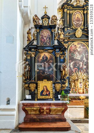 Passau, Germany - Apr 16, 2025: The interior of Parochial Church St Paul, the oldest parish church of Passau, Germany Passau, Germany - Apr 16, 2025: The interior of Parochial Church St Paul, the oldest parish church of Passau, Germany 133939128