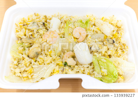 Delicious seafood lettuce fried rice bento 133939227