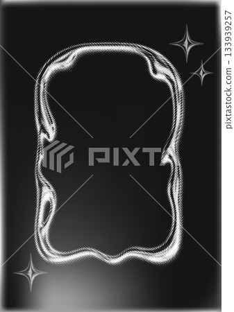 Chrome halftone frame with sparkles in Y2K collage style Chrome halftone frame with sparkles in Y2K collage style 133939257