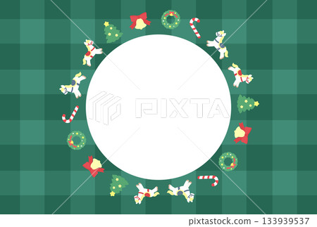 Cute Christmas-themed checkered postcard, green Cute Christmas-themed checkered postcard, green 133939537