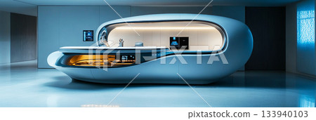 In a serene portrait, a girls long hair flows softly with waves. The light highlights the texture, adding elegance to the calm, blurred scene 133940103